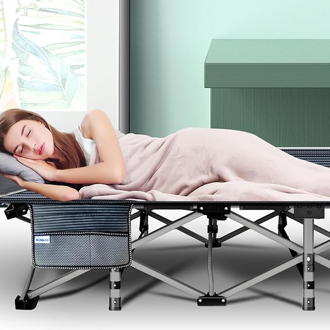 Barbella Folding Camping Cot Folding Cot Camping Cots for Adults Portable Sleeping Cot with Mattress Foldable Outdoor Bed Camp Cots Guest Bed with Carry Bag for Home Office &amp Outdoor Use