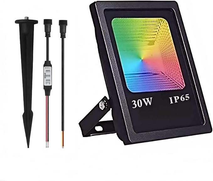 WS2811 Pixel Flood Lights RGB Outdoor Spotlight 30W Smart Flood Lights RGB addressable Pixel floodlight DC12-24V Input IP65X-Connect for Outdoor Decorative/Garden/Stage Lighting