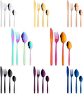 32-Piece Silverware Set for 8 BuyGo Stainless Steel Multicolor Camping Flatware Dinnerware Sets Hand Polish Dishwasher Safe