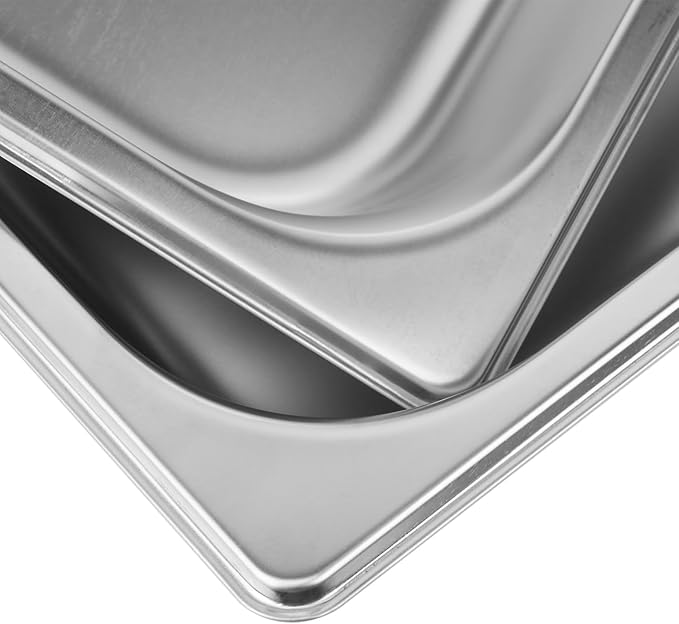 5 Pack 1/2 Size 2.6 Inch Deep Steam Table Pan Silver 201 Stainless Steel Chafing Pan Half Size Hotel Steam Pans for Weddings Parties Restaurants Cafeterias and Hotels