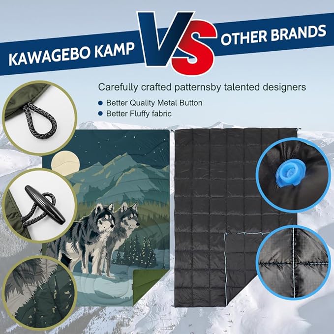 Camping Blanket Puffy - Outdoor Stadium Blanket Wearable Lightweight Packable Machine Washable Camping Quilt for Traveling Picnic Beach Party