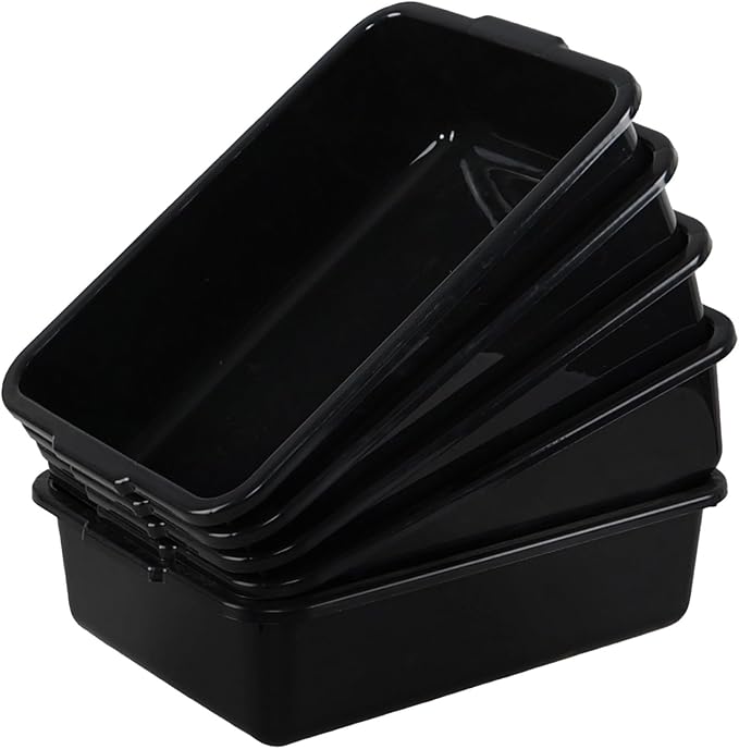 Asking 5 Pack 8 L Small Commercial Bus Tubs Plastic Restaurant Bus Box Black