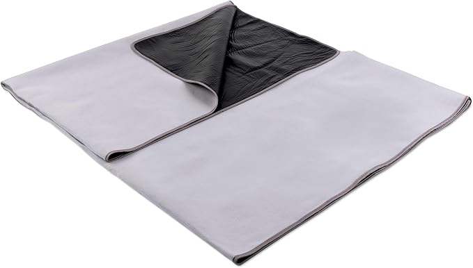 Picnic TIME Blanket Tote XL Outdoor Picnic Blanket 70x80 Foldable Beach Mat with Soft Fleece Top Water-Resistant Backing Carry Strap &amp Pocket Portable Blanket for 4-5 People (Greige)