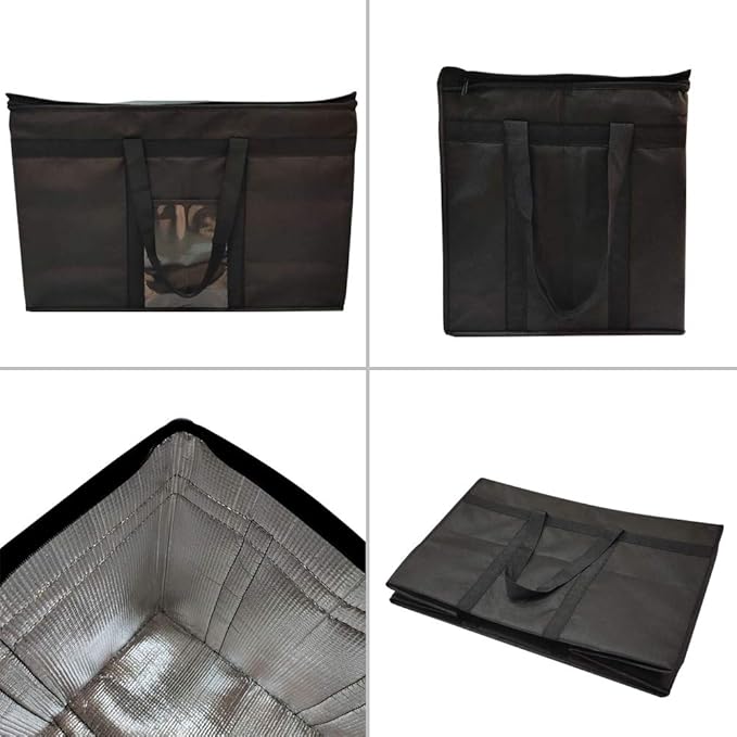 XXX-Large Insulated Grocery Delivery Cooler BagCollapsible Shopping BagsKeep Food Hot or ColdIdeal for Uber EatsInstacart23 W x 15 H x 14 D Black Color