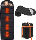 Heated Sleeping Bags for Adults Compact Waterproof 3 Gear Temperature Sleeping Bag Camping Essentials USB Rechargeable Heating Pads 4 Heating Areas for Backpacking Hiking