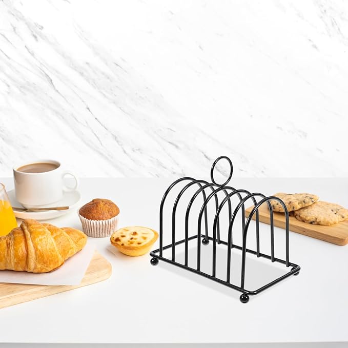 PartyKindom Stainless Steel Multifunctional Bread Rack Toast Holder Rack for Kitchen and Dining Room: Multi-Functional Toast for Sliced Bread and Book Storage Space-Saving