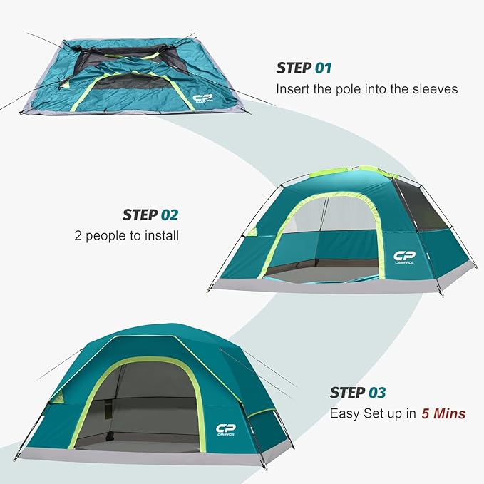 Tents for Camping 4 Person Tent Waterproof Windproof Double Layer Camping Tent Easy Setup Dome Tent with Large Mesh Windows &amp Wider Door for Outdoor Camping &amp Hiking
