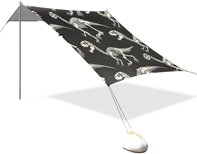 Dinosaur Skeleton Camping Sun Shelter Beach Tent Portable Beach Sun Shade Outdoor Canopy for Camping Trips Fishing Picnic