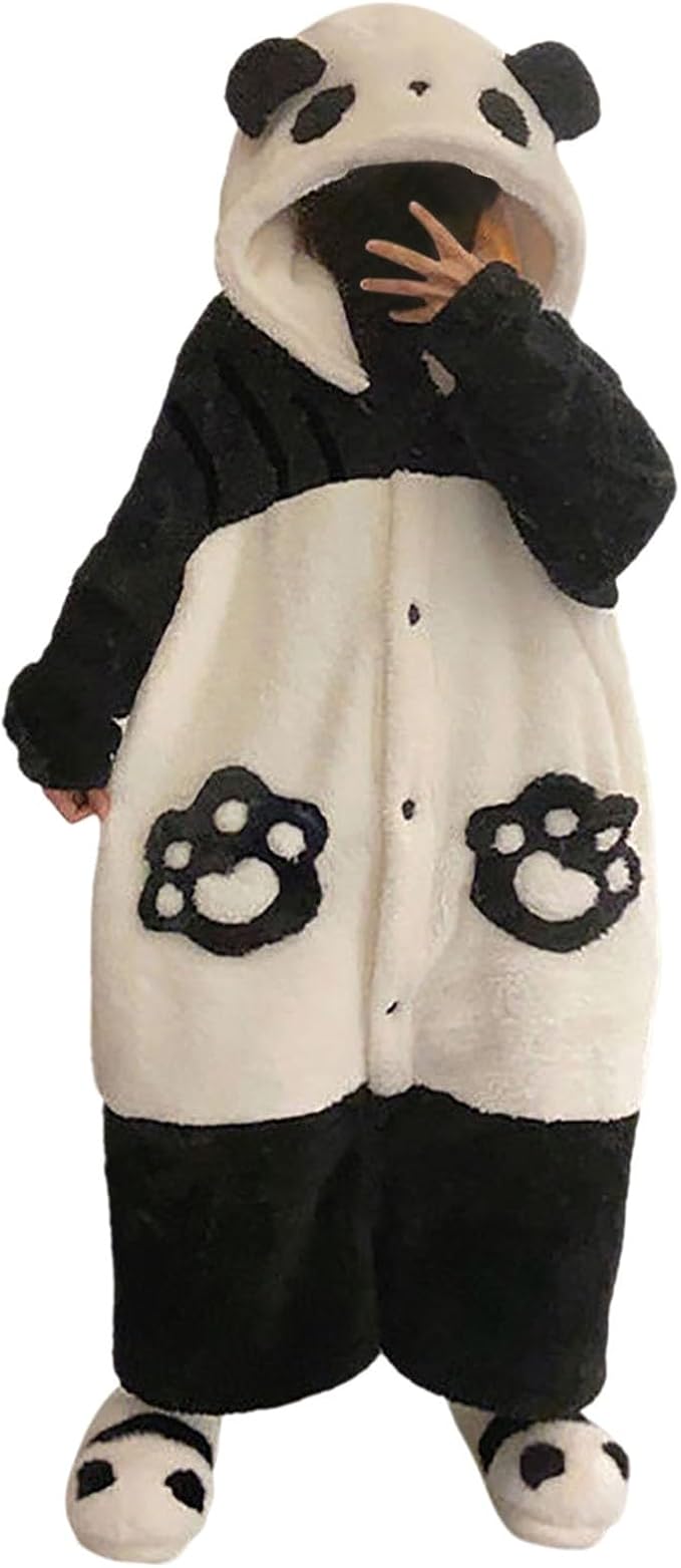 Warm one-piece blanket pajamas in autumn and winter cute shark capybara robe hooded coral velvet padded velvet home clothes.