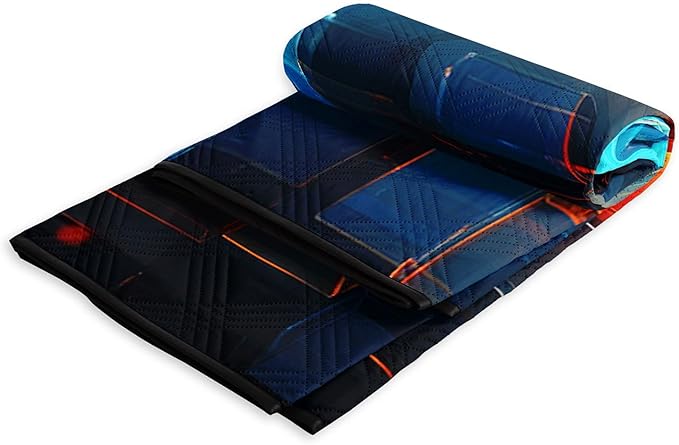 Outdoor Picnic Blanket Portable Ultrasonic Waterproof Picnic 3D Blocks Printed Camping Beach Mat for Sand and Wet Grass Hiking (3D Blocks S