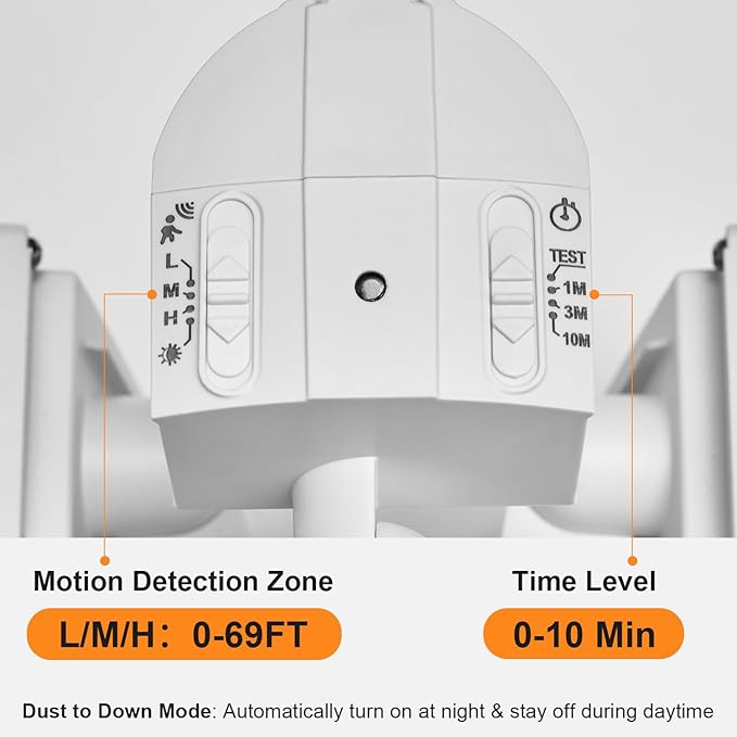 40W 4000 Lumen LED Security Lights with Motion Sensor Outdoor 3000K/5000K Light IP65 Waterproof Dusk to Dawn Dual-Head Motion Detected Flood Wall Light for Garage Yard Porch (White)