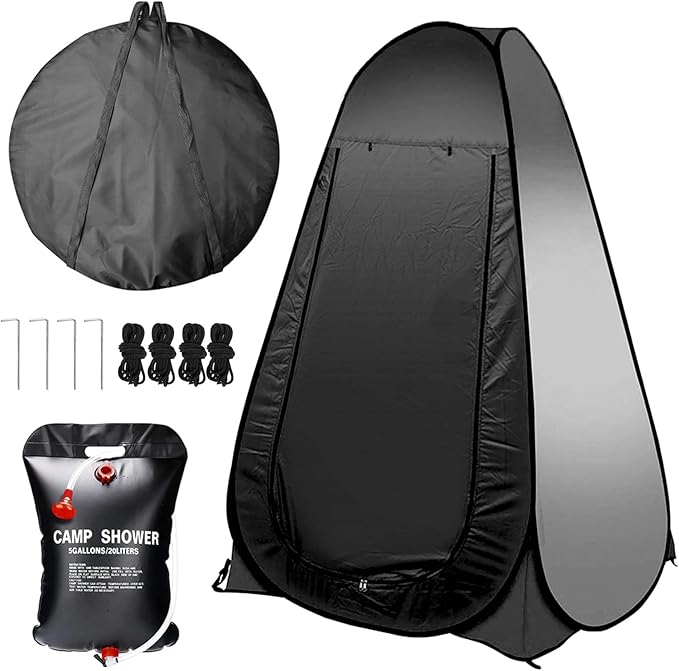 Pop Up Tent Upgrade Privacy Camping Shower Tent Portable Outdoor Sun Shelter for Outdoor Bathing Toilet Camping Biking Hiking Beach with 5.3 Gallon Shower Bag