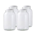 FastRack 1 Gallon Mason Jar with White Airtight Lid (Pack of 4) | Regular Glass Canisters with Airtight Lids | Large Mouth Glass Jar for Food Storage Canning Fermentation Pickling