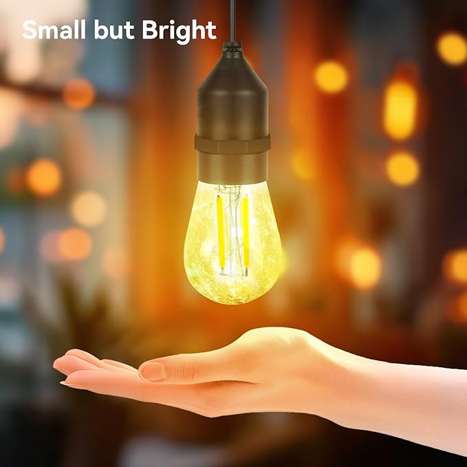 Solar Light Bulb Dusk to Dawn Solar Lights Indoor Waterproof 3000K with Cable 9.8FT Portable Hanging Pendant for Replacement DIY Chicken Coop Outdoor 2 Pack