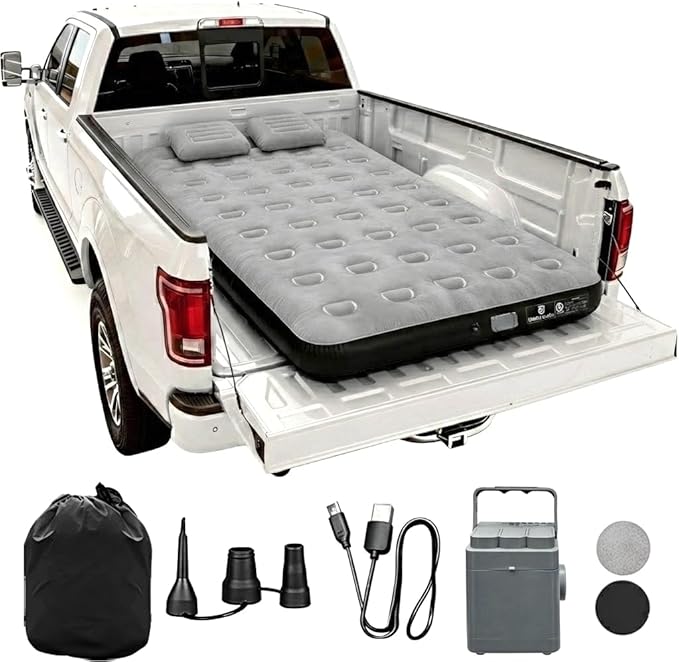 Umbrauto Air Mattress for 5.5-6.5 ft Short Bed Full-Size Trucks Pickup Truck Airbed Mattress with Wireless Rechargeable Pump for Outdoor Travel