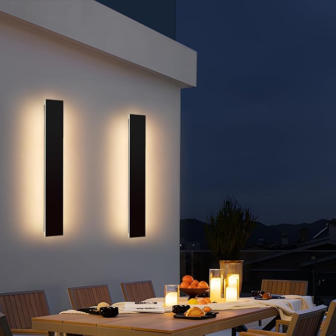 Mikeru 2 Pack Upgraded 31.4 Long LED Wall Sconce 4.3 Wide IP65 Waterproof Outdoor Wall Lights 3000K Warm White Exterior Lighting Fixtures for Front Porch Garage Basement &amp Patio
