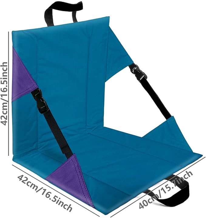 Folding Seat Cushions for Outdoor StadiumsPortable Adjustable Bleacher Chairs Featuring Back Support and CushionsLightweight Enhanced Thickness Dirt-Resistant（Purple Blue）
