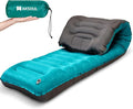 AKSOUL Sleeping Pad Ultra-Thick - Inflatable Sleep Mat Lightweight &amp Compact 4.72 in Air Mattress with Pillow Self-Inflating with Built-in Foot Pump for Traveling Hiking Camping (Blue)