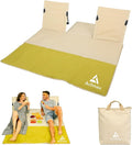 Beach Mat Lounge Chair 2-Person Foldable Lightweight Lounge Mat with Back Support600D Oxford 49x49 Widen Beach Seat Storage Bag for Holidays Garden Camping Swimmingpool (Khaki &amp Yellow)