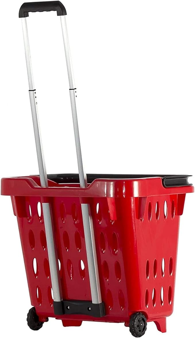 dbest Products Gocart Red (5 Pack) Grocery Cart Shopping Laundry Basket on Wheels