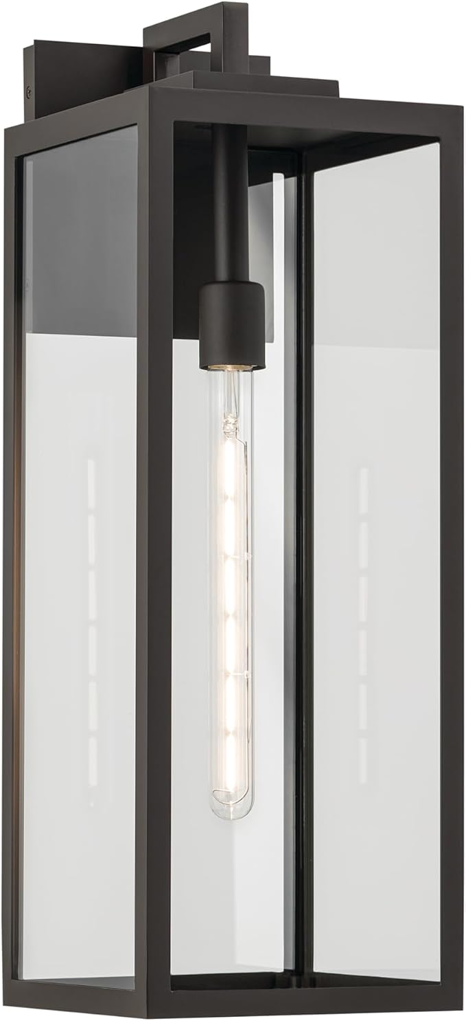 Kichler Branner 1-Light Olde Bronze Luxe Updated Traditional Outdoor Wall Light with Clear Glass for Outdoor Walls Exterior Doors Garage Porch or Patio Walls