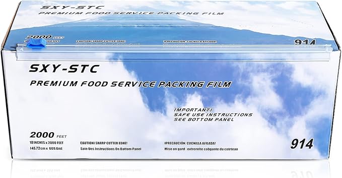 Plastic Food Wrap With Slide Cutter 18Wide 2000Feet Long 3000 Square Feet Home And Commercial Use Food Service Thick and Durable Enough For Daily Life
