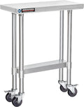 DuraSteel 30x12 NSF Stainless Steel Cart - Heavy Duty Rolling Food Prep Table with Undershelf - Metal Utility Cart for Commercial Restaurant Kitchen Laundry Side Mixer Stand