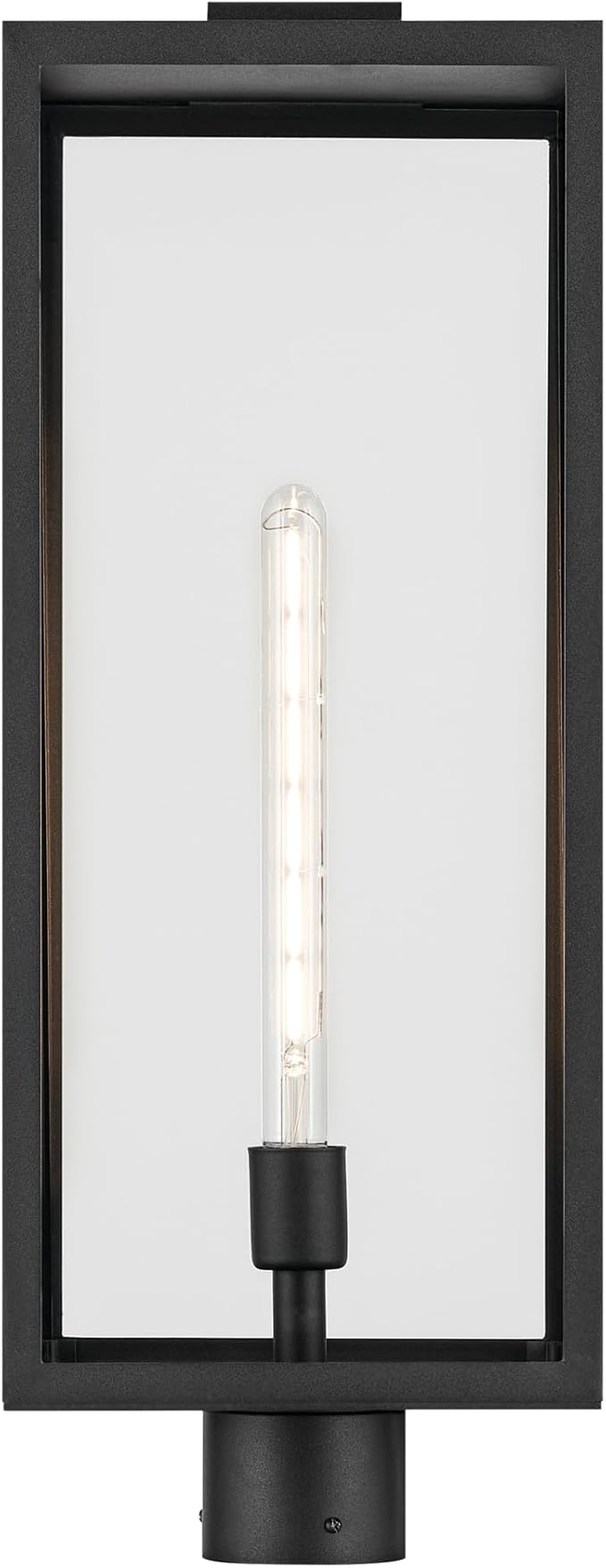 Kichler Branner 25.5 in. 1-Light Textured Black Luxe Updated Traditional Outdoor Post Light with Clear Glass for Walkways and Driveway