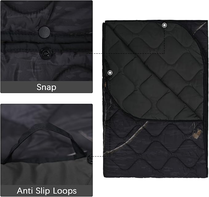 LOOGU Camo Blanket Waterproof Insulation Poncho Liner for Outdoor Camping Hiking Hunting Survival Backpacking Picnicking