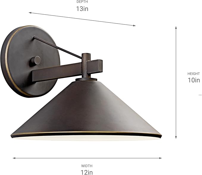 Kichler Ripley 12 Outdoor Wall Light in Olde Bronze® 1-Light Exterior Wall Sconce (12 W x 10 H) 49061OZ