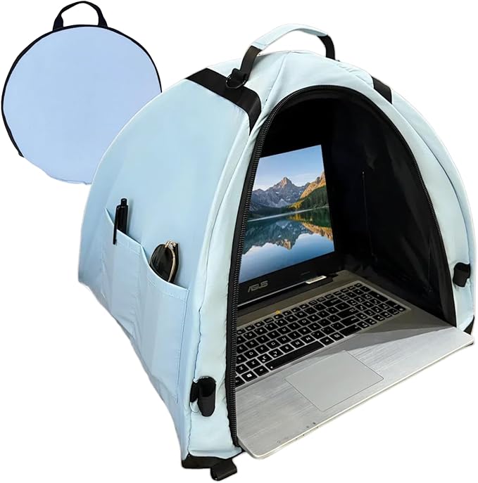 Laptop Sunshade Tent &amp Bag Portable Case for Working Outside | Anti-Glare | Water Resistant | for 13-18 inch Laptop| Portable Privacy Screen Hood | Cubicle Shade for Laptop