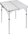 REDCAMP 24 Square Small Folding Camping Table with Adjustable Heights Legs Lightweight Portable Aluminum Fold in Half Card Tables Bridge Tables for Outdoor Picnic White
