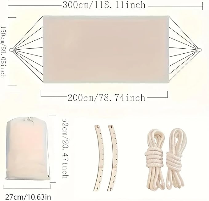 Bohemian Double Hammock for 2 Person Red White Striped Pattern with Tassels Heavy Duty Rope Outdoor with Carry Bag(Pink)