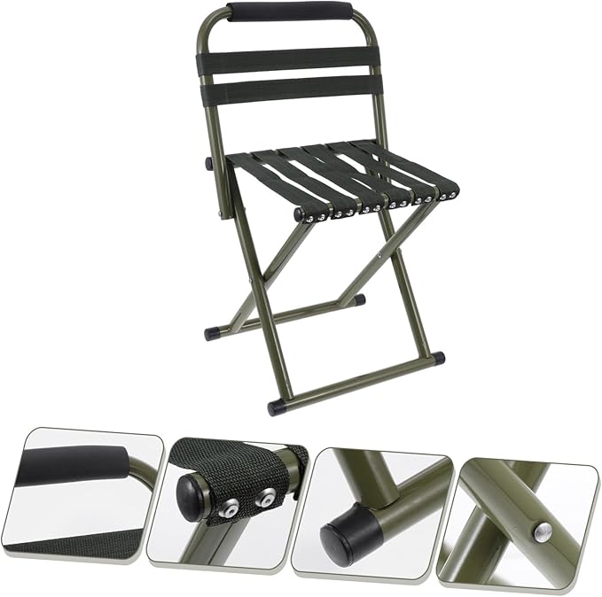 1pc Portable Folding Chair for Fishing Camping Outdoor Use Lightweight Breathable Non- Design Green for Support