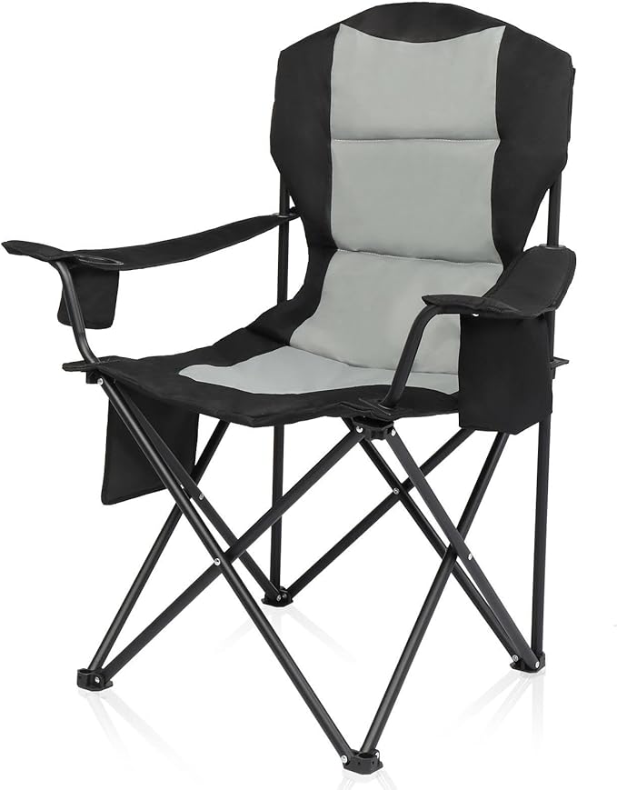 35 * 22 * 41in Black Grey Camping Chair Steel Pipe Oxford Cloth