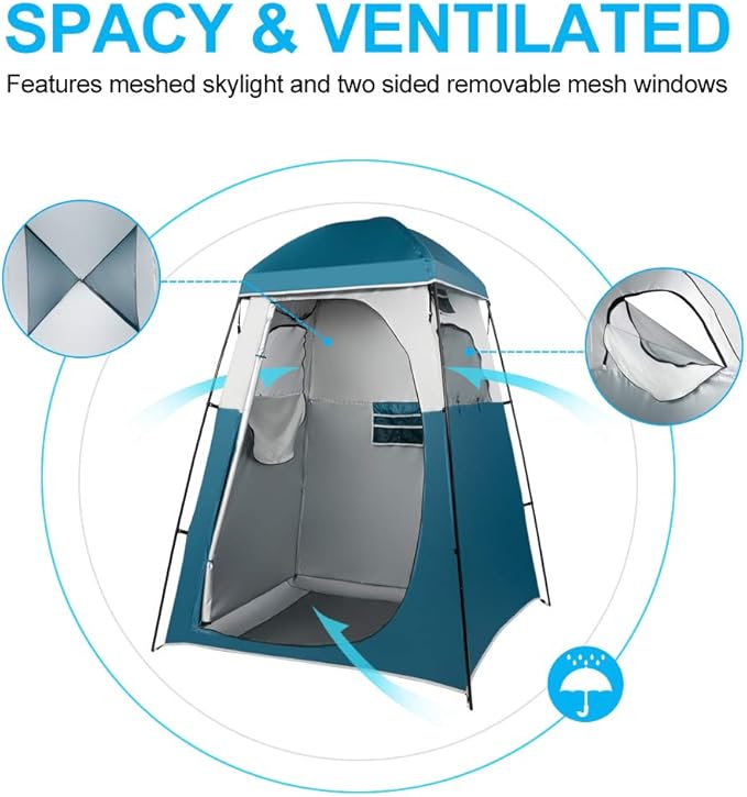VINGLI 6.7FT Shower Tent Changing Room Tent for Portable Toilet with Mesh Floor and Carrying Bag Lightweight &amp Sturdy Perfecr for Camping Boat Dressing Outdoor or Indoor