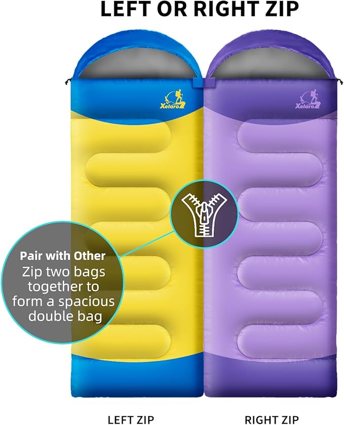 Sleeping Bags for Adults Kids - 3 Season Cold&ampWarm Weather Waterproof Camping Sleeping Bags - Lightweight Sleeping Bags for Camping Hiking Outdoor Travel