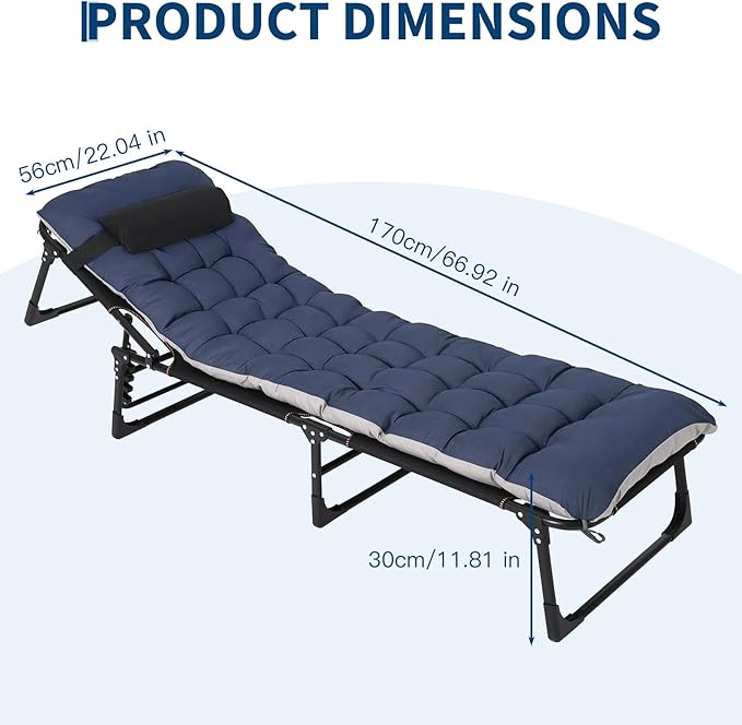 Garvee Camping Cot for Adults Heavy-Duty Portable Cot Bed with Mattress Double Layer Oxford Foldable Padded Sleeping Cots for Travel Tent Day Bed Outdoor Home Guest Office Nap