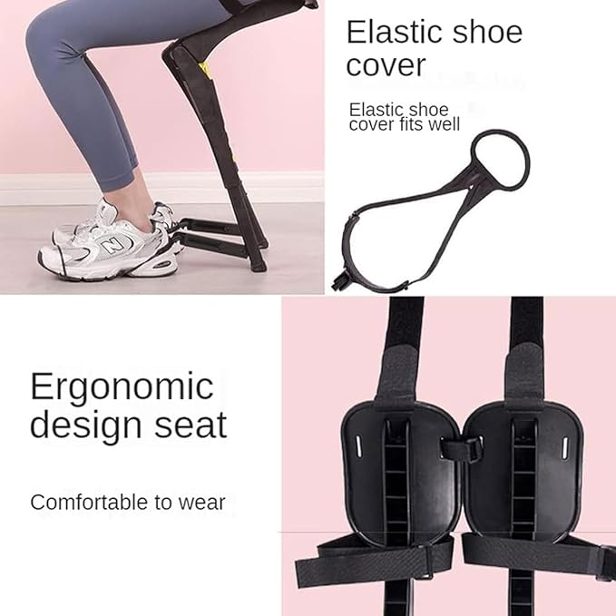Exoskeleton Seat Portable 3 Gear Height Adjustable Wearable Mechanical Booster MAX 150kg/330lb Foldable Chair for Outdoor Fishing Concert Subway Bus