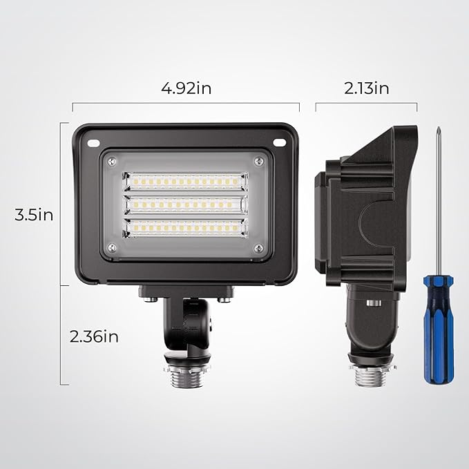 CINOTON 30W LED Flood Lights Outdoor 4200LM IP65 Waterproof Security Wall Pack Lighting Fixture with 180° Knuckle for Court Porch Patio Garage 5000K Daylight AC 100-277V 1 Pack