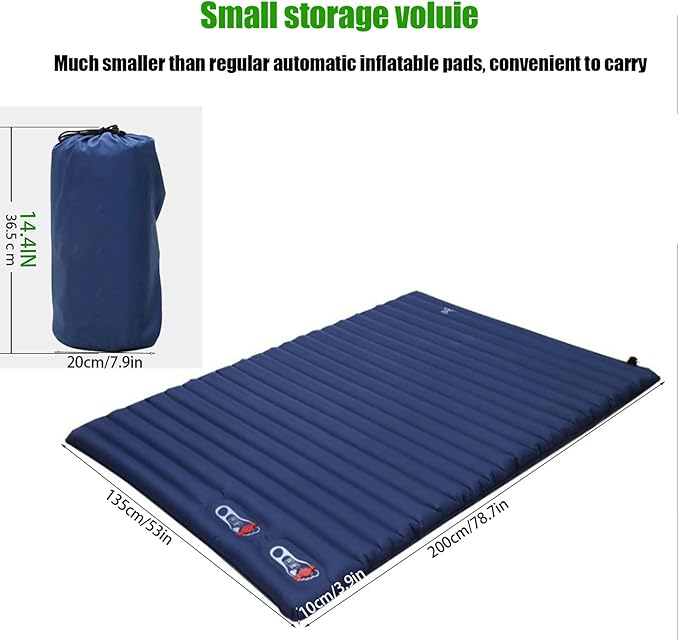 Sleep Pad Ultra Light InflatableSleep Pad with Built-in Foot Pump Waterproof and Moisture-Proof Air Mattress Suitable for Backpacking Hiking Tent Trap Travel Blue