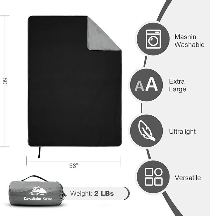 Fleece Waterproof Outdoor Blanket - Windproof Stadium Blanket for Camping Picnics and Sports Stay Dry and Comfortable 80x 58(Gray)