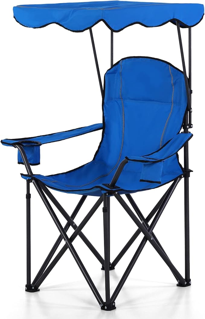 ALPHA CAMP Oversized Camping Chair with Shade Canopy Folding Lawn Chairs