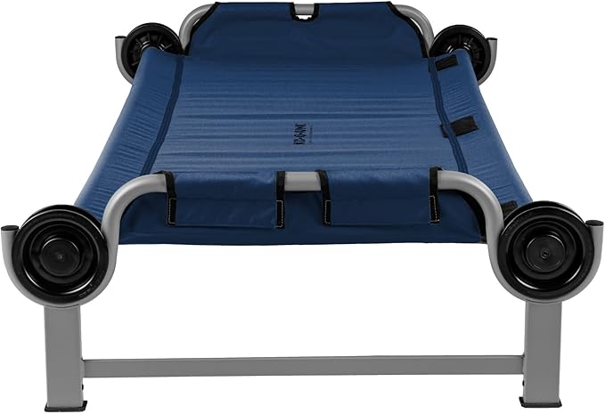Disc-O-Bed Youth Single Camping Cot Kid-O-Bed Portable Sleeping Cot for Kids with Included Carry Bag Indoor and Outdoor Use Navy