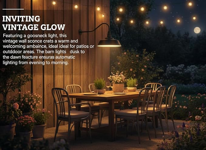 AGB101-AS18-BLACK Gooseneck Barn Light - Black Outdoor Dome with Incandescent Downlight | Wall-Mount Fixture for Patios Gardens Pathways and Large Outdoor Living Spaces