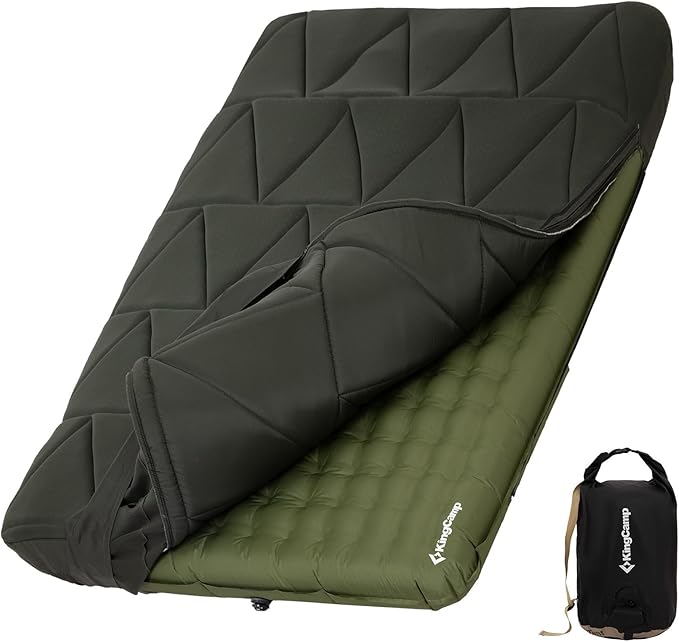 KingCamp Gorgeous Double 6.7 Camping Mattress with Washable Foam Cover Extra-Thick Full Size Inflable Mattress with Pump Sack Portable Double Mattress for Camp Outdoor Tent Car &amp Guest