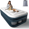 VINGLI Air Mattress Twin with Built-in Pump 18 Raised Comfort Blow Up Mattress with Double Air Chamber Inflatable Mattress Air Bed for Camping Home Dorms &amp TravelCarry Bag