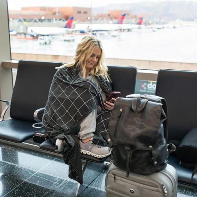 Beddy's Dual-Sided Travel Blanket for Airplane or Car Packable with Portable Carrying Case Bag Super Soft &amp Cozy Lightweight Blanket Perfect for Travelers Road Trips and Camping On-The-Go