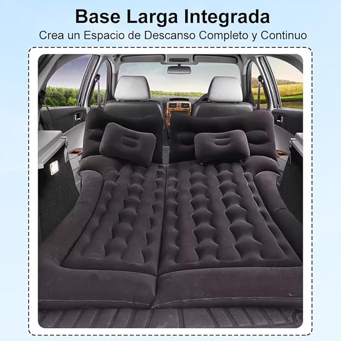 Greensen SUV Air Mattress Camping Car Air Bed Cushion Pillow for Car Sleeping Travel Inflatable Thickened Car Bed Back Seat Mattress with Two Air Pillows (Black)