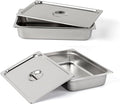 ROVSUN 2-Pack Full Size Hotel Steam Table Pan with Lid 4 Inch Deep Stainless Steel Anti Jam Pan for Party Home Commercial